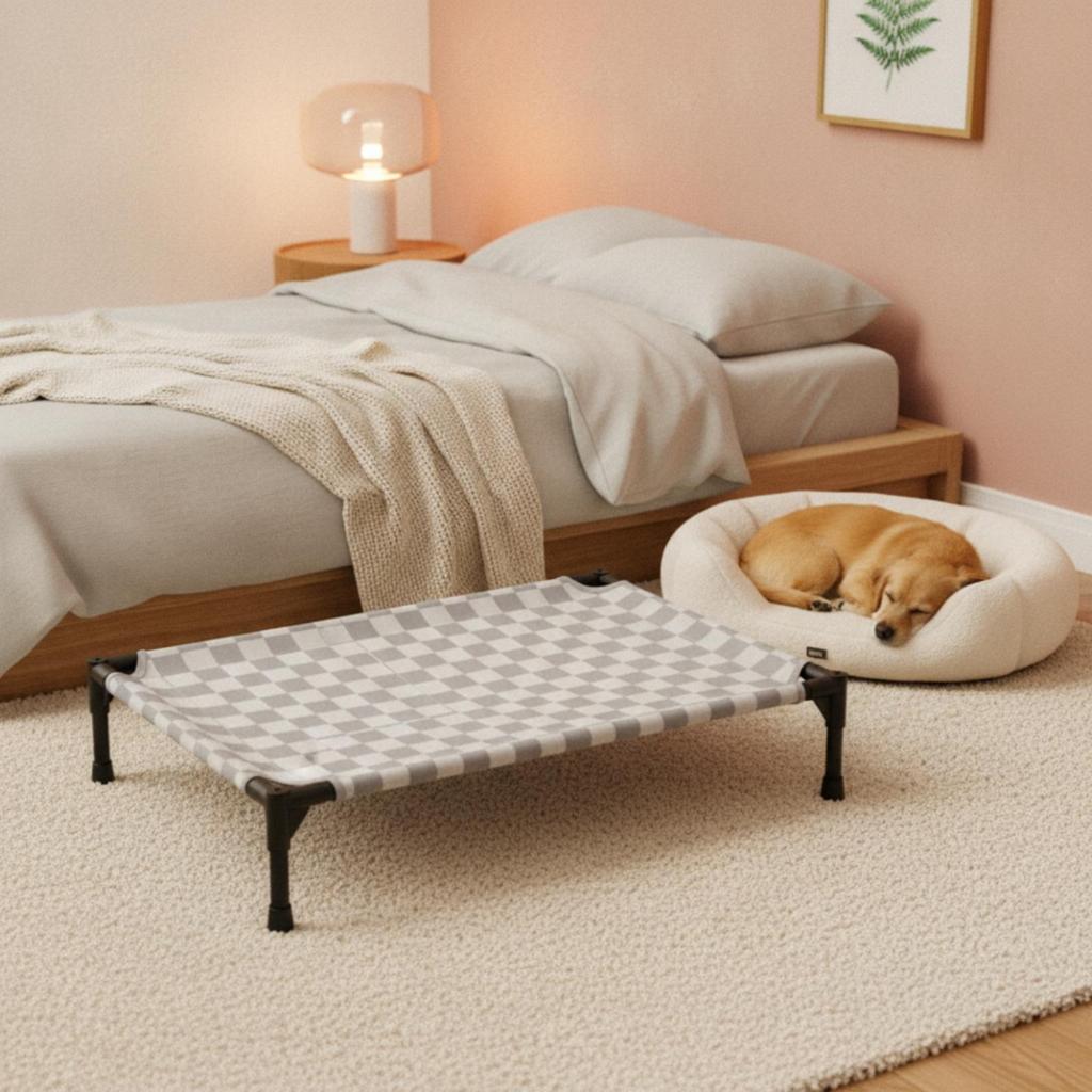 Breathable Raised Pet Cot Black Frame Bed for Indoor