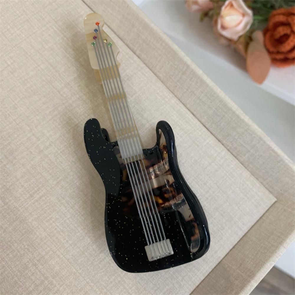 Video Tape Acetate Guitar Hair Claw Acetic Acid Big Shark Clip Personalized Music Hair Clip  Female
