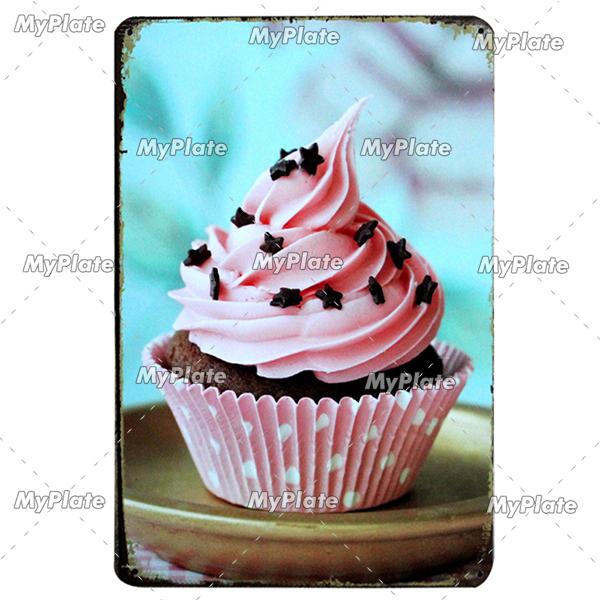 Cake Metal Sign Plaque Metal Vintage Food Tin Sign Wall Decor for Kitchen Cafe Diner Bar Cupcake Metal Signs