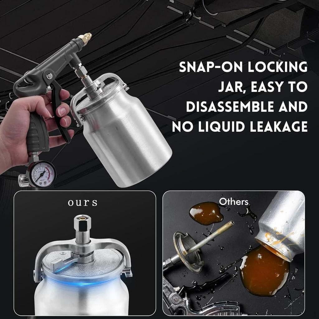 Car Undercoating Paint Sprayer Auto Body with Gauge & 33.82oz Cup High Atomization for