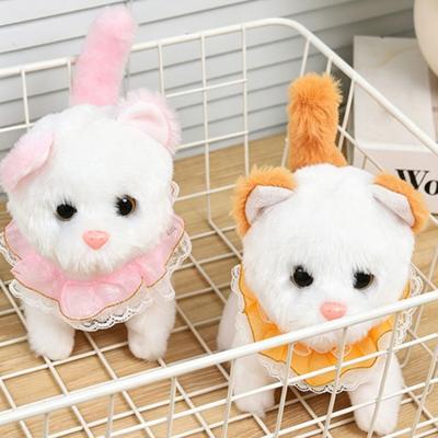 Giocattolo Elettrico Gatto Peluche Interattivo Camminante Scodinzolante Annodante Miagolante Giocattolo Gattino Fatto a Mano per Bambini Piccoli Educativo Simulazione Giocattolo Animale di Peluche