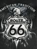 Men'S Vintage Route 66 T-Shirt - Features a 66 Graphic Print with an Eagle Emblem, a Glossy Casual Shirt Suitable for Travel And Everyday Street Style