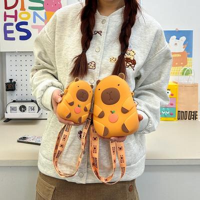 Cute Kapibara Silicone Bag Cute Girl Children's Oblique Cross Change Bag Versatile Cartoon Mobile Phone Bag