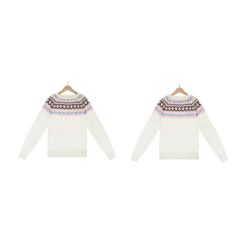 Höst Vinter Vintage Dam Stickad Tröja Patchwork Slim Dam Pullover