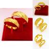 Gorgeous Gold Plated Copper Couple's Rings With Starry Meteor Shower Theme For Romantic Gifts