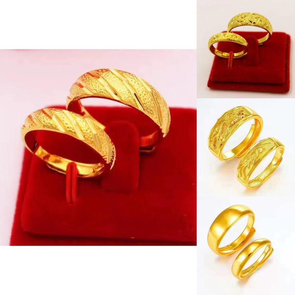 Gorgeous Gold Plated Copper Couple's Rings With Starry Meteor Shower Theme For Romantic Gifts