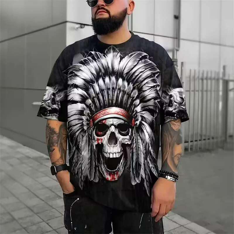 New 3D Printed Men's Round Neck Short Sleeved Casual T-shirt Men's Summer T-shirt