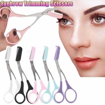 3Pcs Stainless Steel with Comb Eyebrow Trimmer Trimming Eyebrow Scissors Eyebrow Knife For Trimming and Shaping Eyebrows