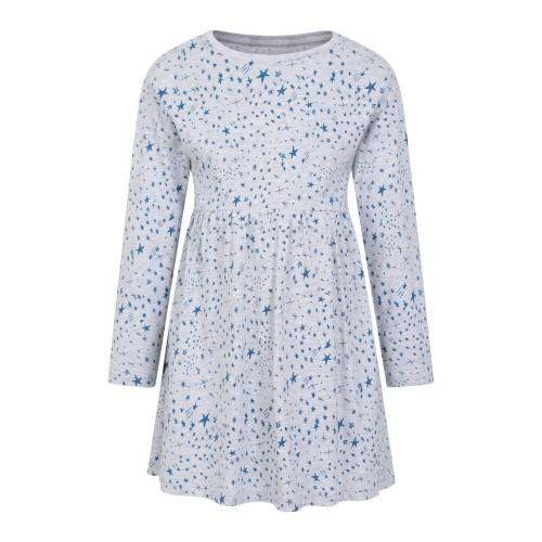 Mountain Warehouse Girls Mountain Essentials Lora Printed Long-Sleeved Dress 3-4 Years gris