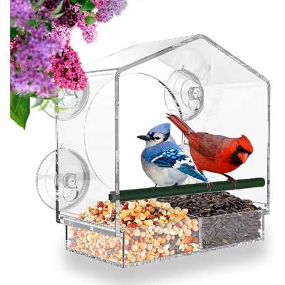 Mrcrafts Window Bird Feeder for Outside with Strong Suction Cups, Fits for Cardinals, Finches, Chickadees Etc.
