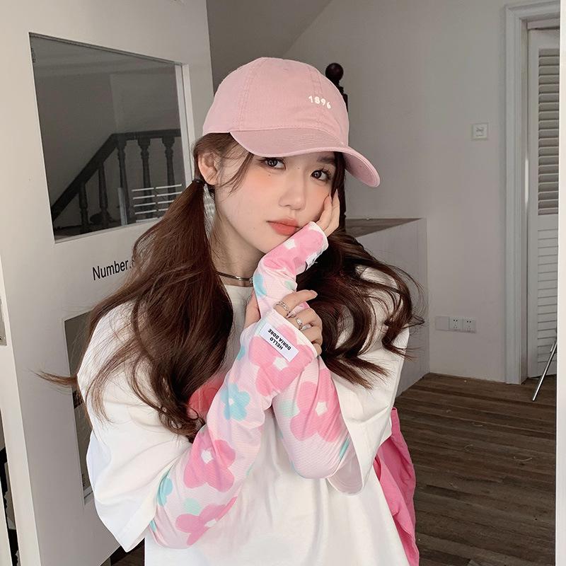 "2023 Floral Ice Silk Sun Protection Sleeves for Women - UV Protection Summer Gloves"