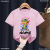 Colorful 7th Happy Birthday Game Sprunki Printed T Shirt For Girls/Boys Custom Name Birthday Party Kids Clothes Summer T-Shirt