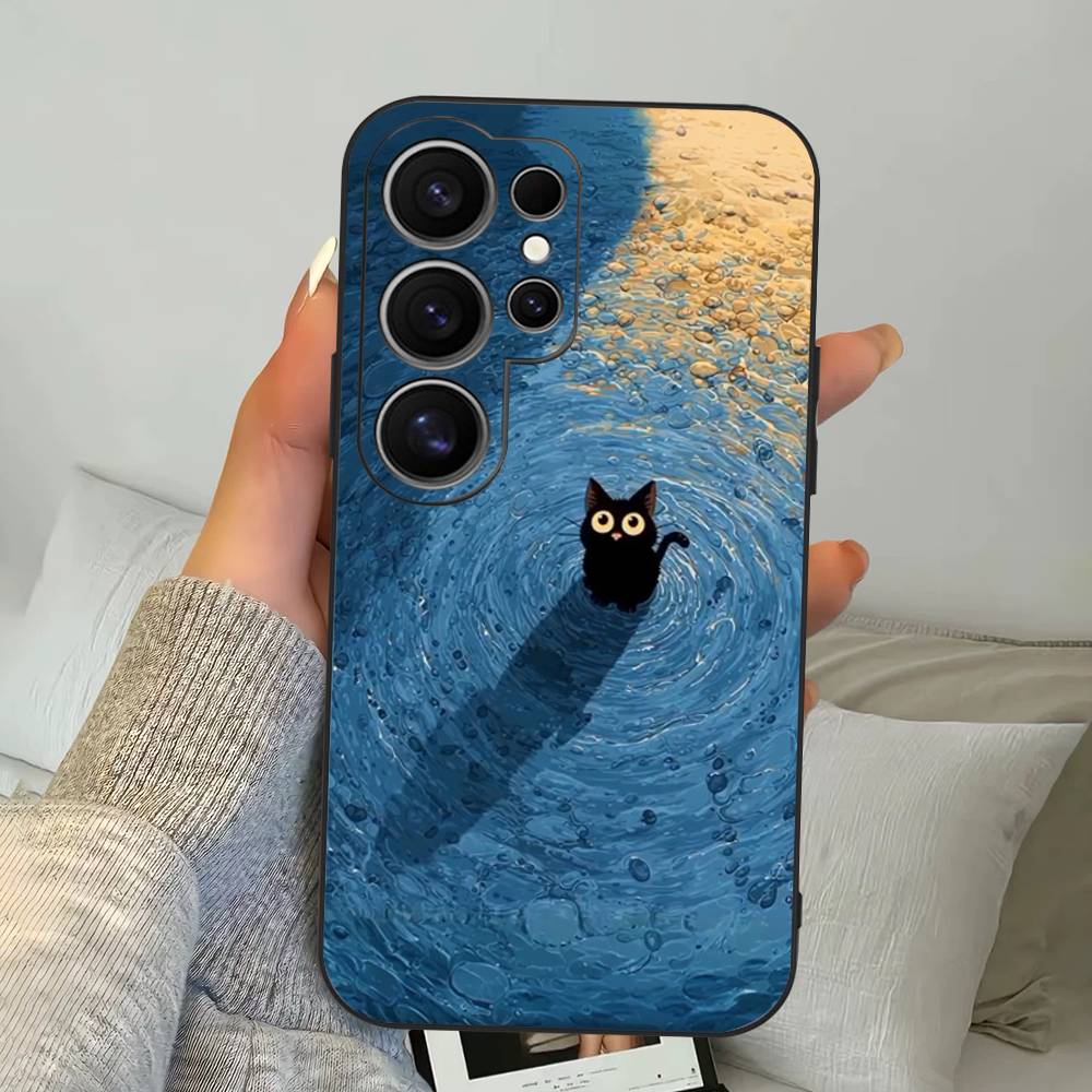A Cute Comic Cat Phone Case For Samsung S 24 Fe 25 Ultra Plus 20 Lite 21 30 22 23 24 22 Ultra 5G Fundas