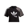 Adidas Originals Trefoil Large Logo Striped Print Spliced Casual Crew Neck Short Sleeve Drop Shoulder T-Shirt Women T-Shirt Black HC7039