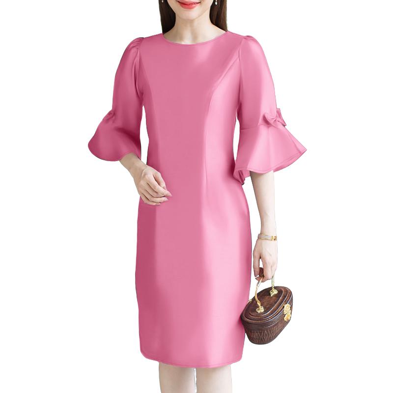 

ZANZEA Womens Summer Flare 3/4 Sleeve Solid Color Casual Dress S камео розовый