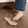Crystal word with sandals women wear summer rhinestones sexy high-heeled transparent cool slippers