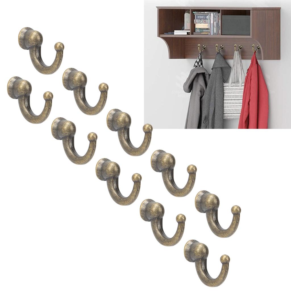 10Pcs Curtain Tie‑Backs Anti‑Rust Sturdy Convenient Tassel Hooks for Coat Clothing Keys Towe