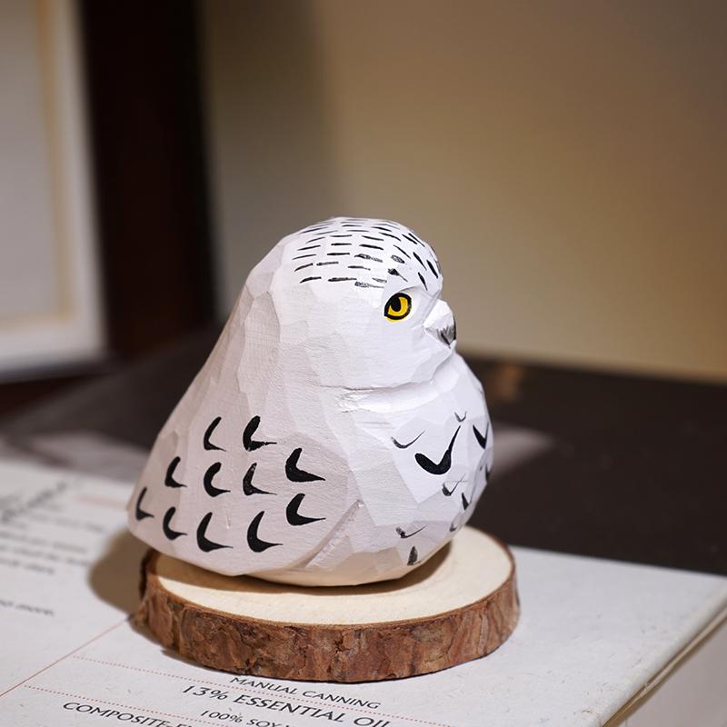 Hand Carved Wooden Bird Cute Sparrow Parrot Chickadee Animal Desktop Decor Original Wood Style