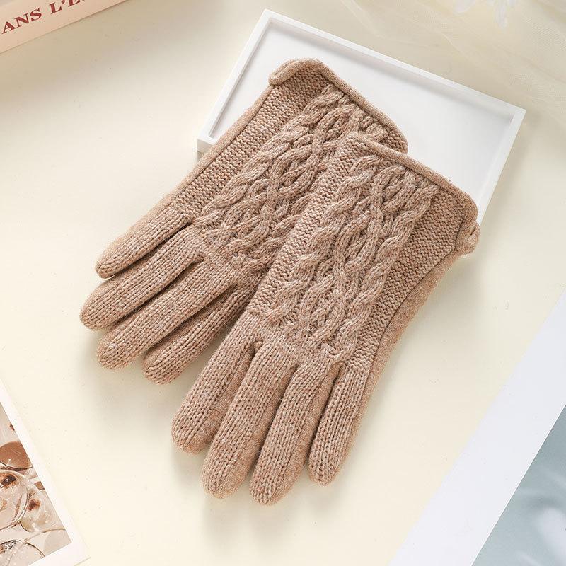 Cashmere Thermal Gloves for Women's Autumn and Winter Touch Screen Sub-fingers Korean Version of Fashion