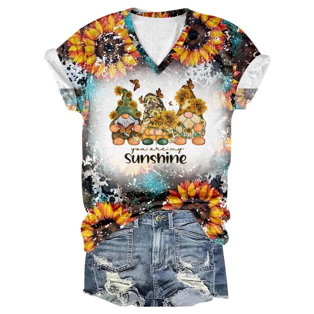 New Western Fall Gnome Series Pattern 3D Printing Series Casual Women's T-shirt