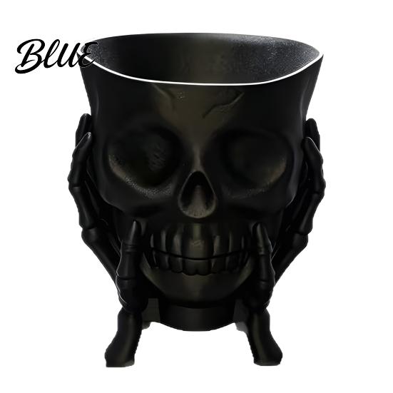 Nischengeschenk für Goth-Liebhaber 3D-gedruckter Totenkopf-Pflanztopf mit Skelett-Hand-Ständer Gotischer Sukkulenten-Topf Desktop-Aufbewahrungsbehälter Dunkler Stil Dekorativ