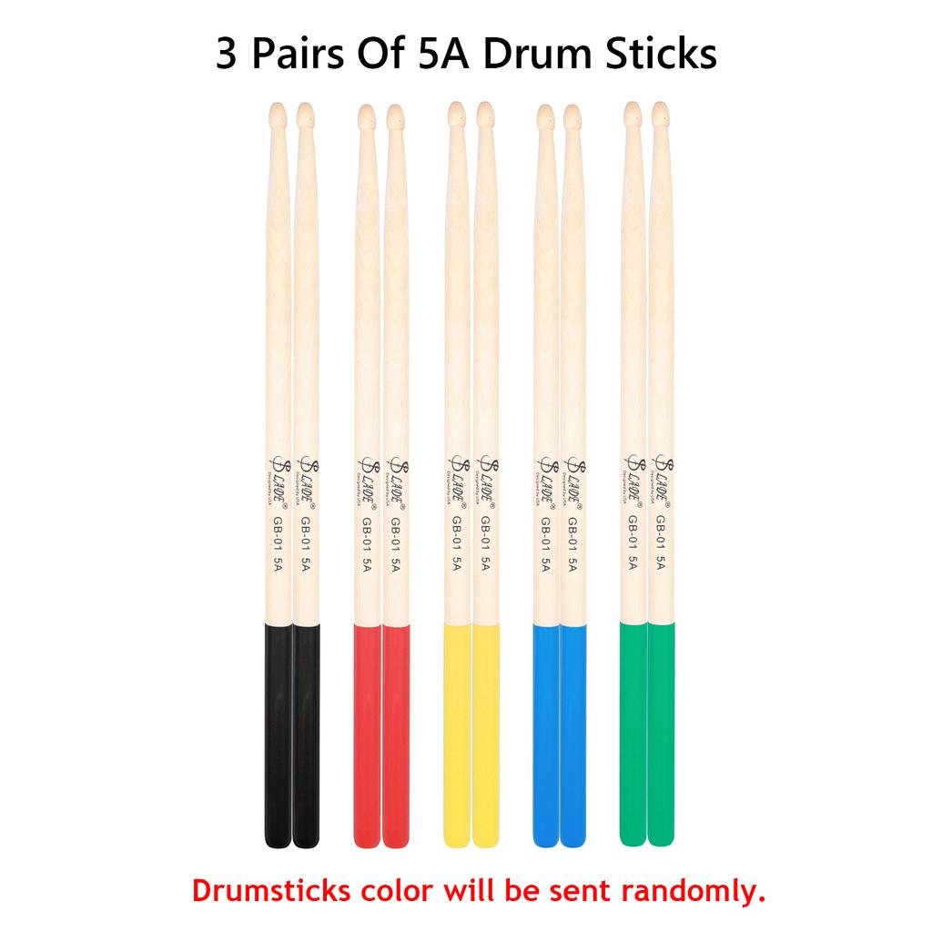 SLADE 3 Pairs 5A Drum Sticks Maple Wood Drumsticks Triangular Tip Non Slip Rubber Handle Musical Instrument Drum Set