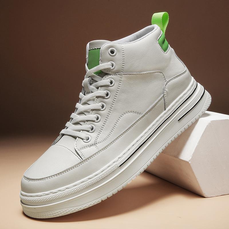 

Модные мужские кожаные повседневные туфли на шнуровке весна-осень модные высокие высококачественные дышащие модные мужские черные кожаные туфли 44 белый