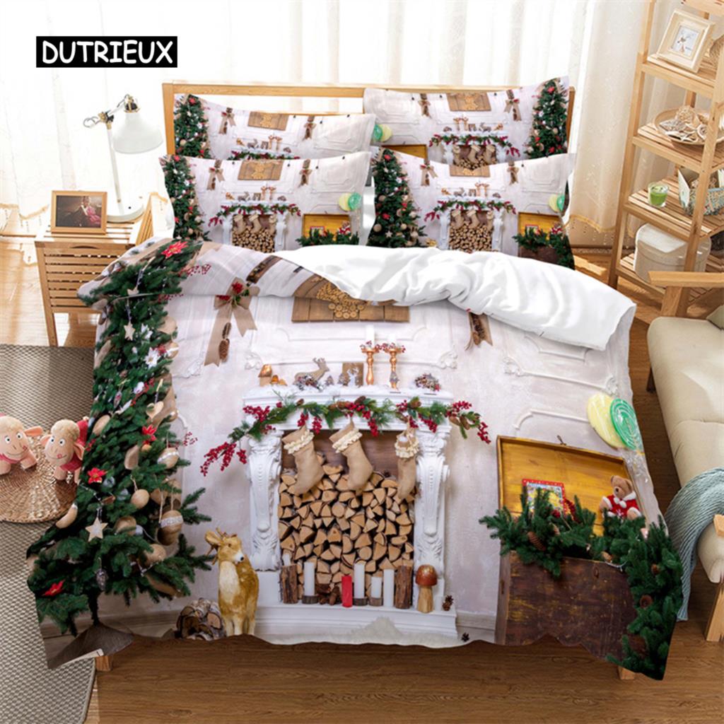 Fireplace Christmas  Bedding Set Duvet Cover Set 3d Bedding Digital Printing Bed Linen Queen Size Bedding Set Fashion Design