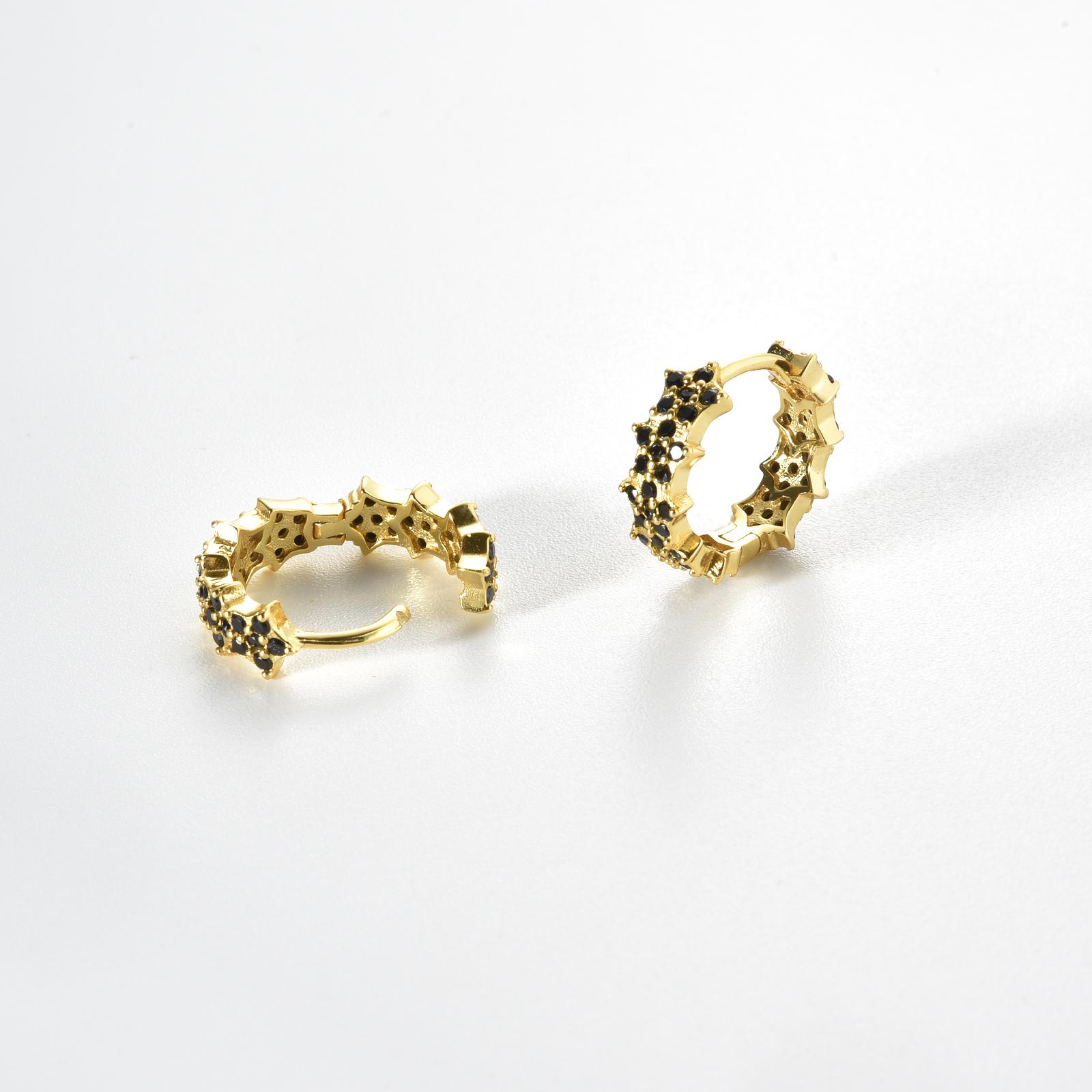 ANDYWEN серьги-кольца из стерлингового серебра 925 пробы со звездами — фото 4