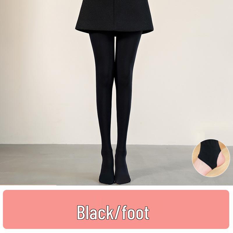 

Теплые колготки без носков для женщин - Осень/Зима, Телесный/Черный, Плюс толстый бархат, Уютные колготки 180g Thin Velvet for 10-20℃