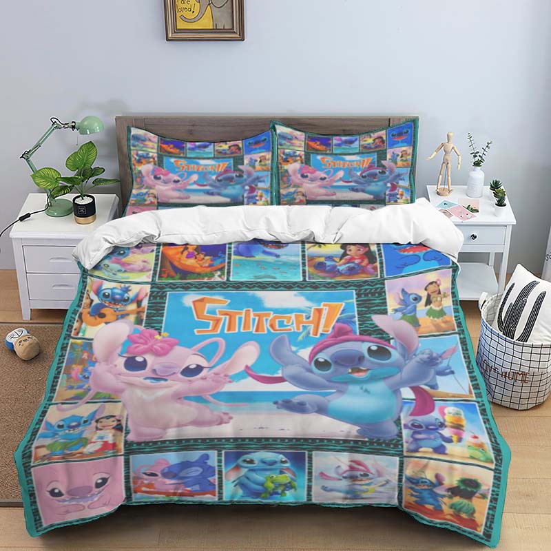 Multiple Sizes of Cartoon Stitch Duvet Cover and Pillowcase Sets - Home Decor, Creative Plus Size Bedding Sets Suitable for Boys