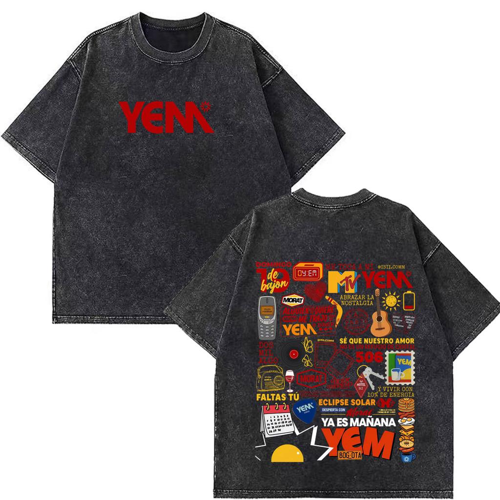 Band Rock Music Morat Tour 2026 Print Vintage Washed T-shirts Men Women Hip Hop T Shirt Loose Cotton Fashion Clothing T-shirts