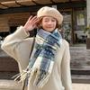 2025 Korean imitation cashmere scarf women's autumn and winter high-end warm shawl cute versatile plaid scarf