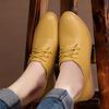 Damen-Schuhe aus Guenine-Leder, spitze Schuhe, Schnürschuhe, weiße Schuhe, große Damen-Slip-On-Schuhe, Freizeitschuhe für Mütter