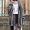 2023 Autumn/Winter European & American Women's Sexy Solid Color Loose Hooded Zipper Top