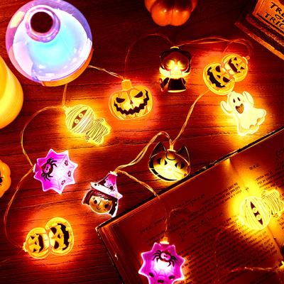 Halloween Pumpkin String Lights Bat Spider String Lamps Battery Powered For Outdoor Halloween Party Garland Decor Night Light