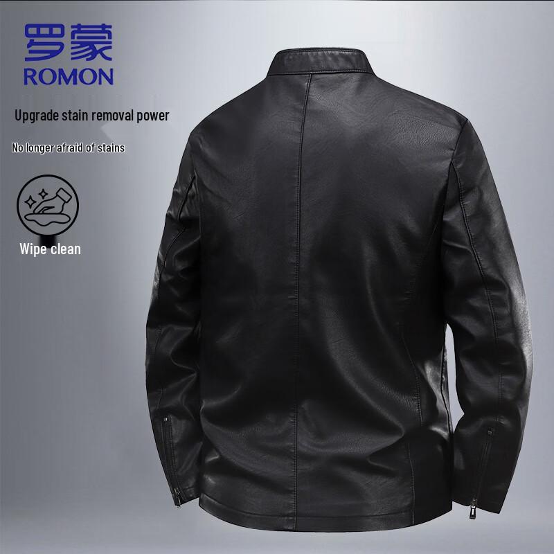 Romon Men's Casual Slim Fit Faux Leather Jacket