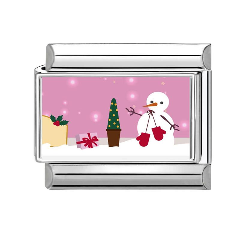 Cute Snowman Dog Santa Claus Snowflake Christmas Tree Italian Charm Links Fit 9MM Stainless Steel Bracelet Women Men DIY Making