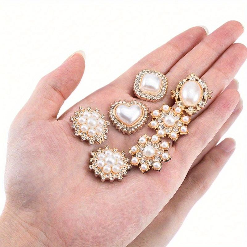 Heart-Shaped Rhinestone & Faux Pearl Decor Home Clothing Accessories DIY Jewelry Making Supplies