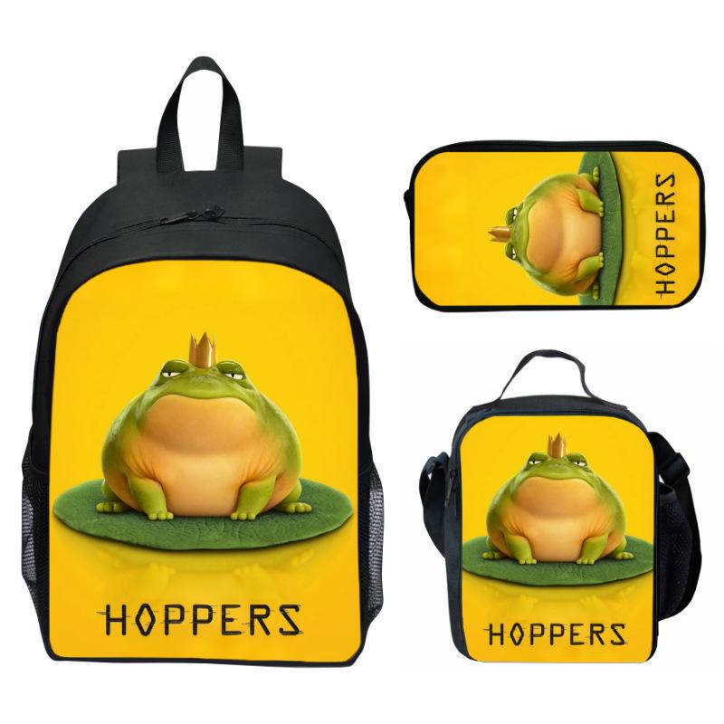 Hoppers Biber Metamorphose Druck 3-teiliges Set Schulrucksack Brottasche Federmäppchen Cartoon Schüler Set