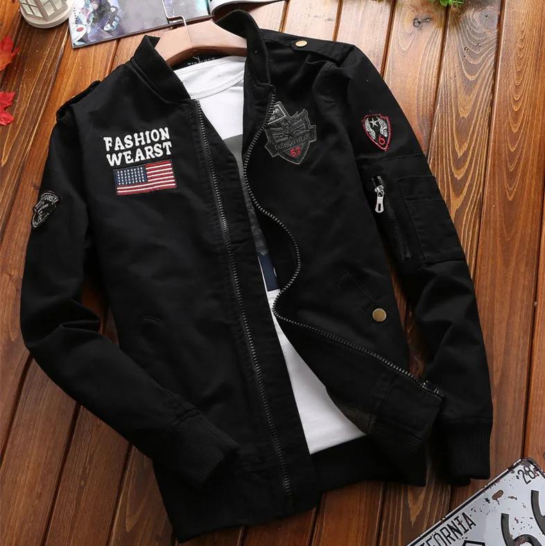 

Новая весенняя куртка пилота в стиле милитари с несколькими карманами, мужская тактическая летная куртка, осенняя куртка для мотоциклистов ВВС США, хлопок M чёрный