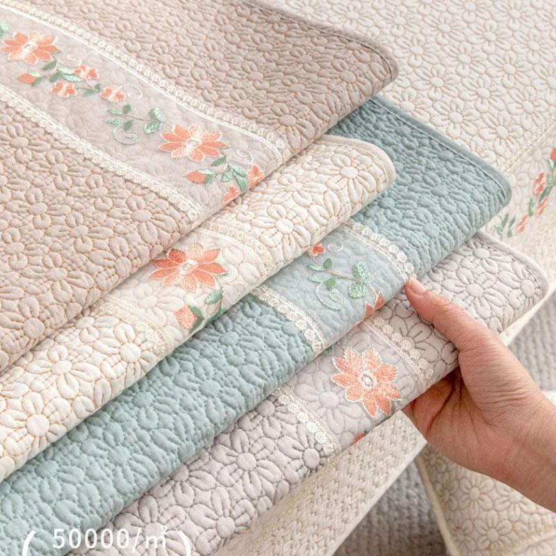 Pure Cotton Lace 3D Embroidered Sofa Cushion Pastoral Non-Slip Sofa Cover for All Seasons Skin-Friendly Soft Furniture Protector