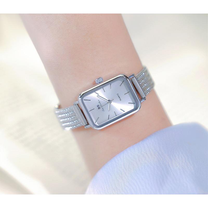 OLEVS Orologi da donna, orologi quadrati con quadrante piccolo, orologio da polso da donna, elegante orologio da polso da donna in acciaio inossidabile con diamanti, Quadrante verde A2/cinturino oro