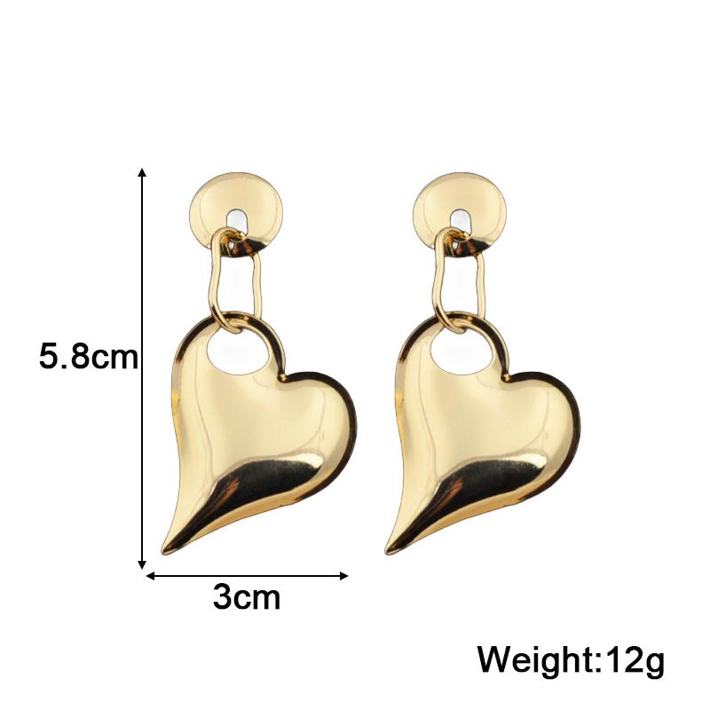 Exaggerate Irregular Big Heart Geometry Metal Golden Long Pendant Earring for Women New Trend Brincos Wedding Jewelry
