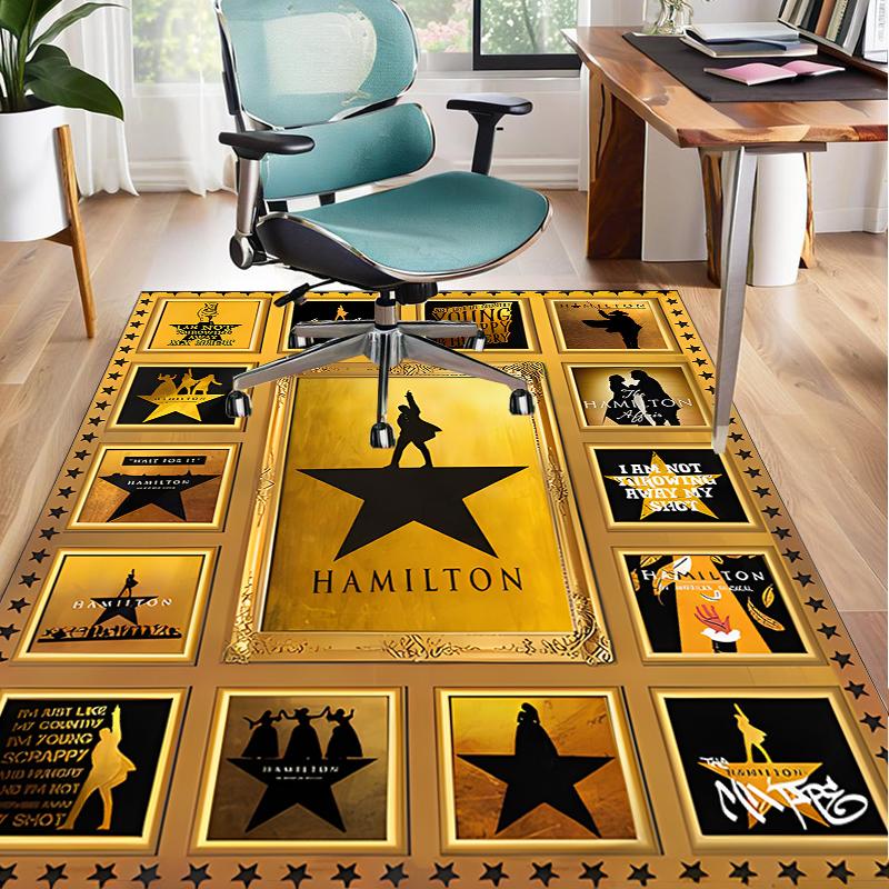 Star Hamilton Art Office Rug Chair Mat, Game Carpet, Suitable for Front Door, Bedroom, Living Room, Desk, Holiday Gift