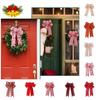 Christmas Tree Accessories Red Velvet Striped Bow Festive Decoration