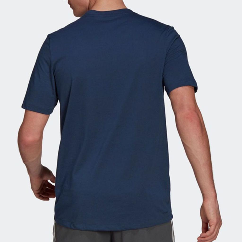 Adidas Solid Color Breathable Sports Crew Neck Short Sleeve T-Shirt Men Tops Dark-Blue GR0515
