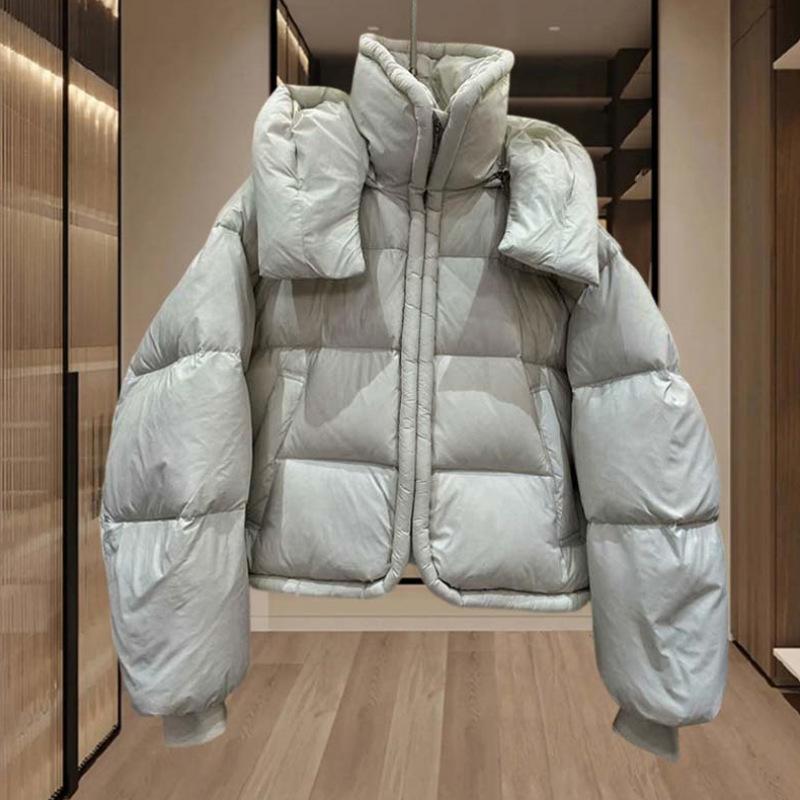 Korean Style Loose Fit Short Length Thick Warm Hooded Cotton Coat For Women