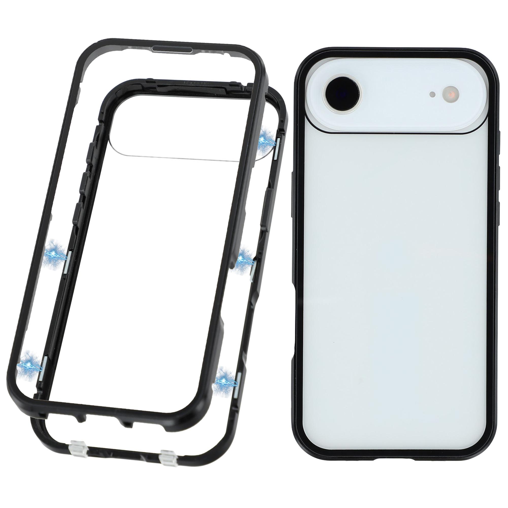 

For iPhone 17 Air Case Double-Sided Tempered Glass Magnetic Clear Phone Cover Black