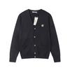 Unisex Crew Neck Long Sleeve Loose Fit Korean Cotton Knit Sweater Fox Head Embroidery Pullover Cardigan Couple Knitwear
